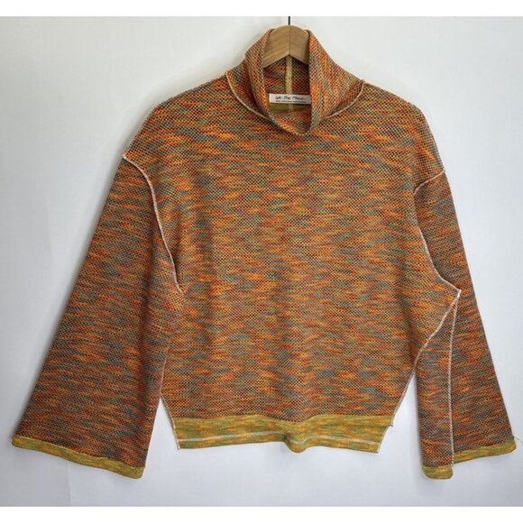 We the Free People Sunny Days Orange Multi Turtleneck Top Size Small - Picture 2 of 12
